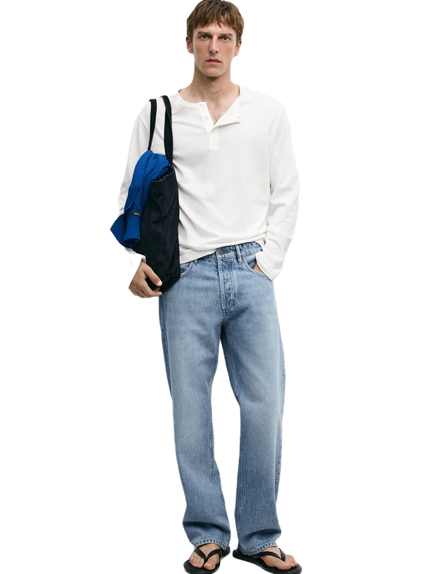 Massimo Dutti Лонгслив Henley Neck T-Shirt