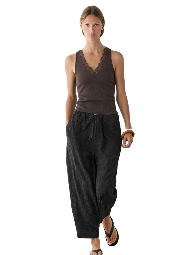 Massimo Dutti Топ Lace detail V-neck