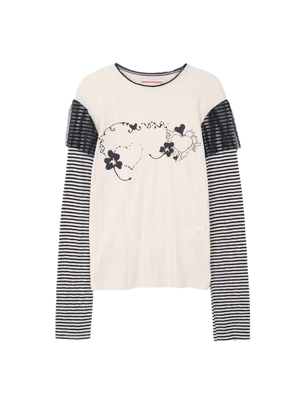 Highschool Disco Heart Lace Layered Long Sleeve