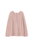 wool see-through henly-neck pullover
