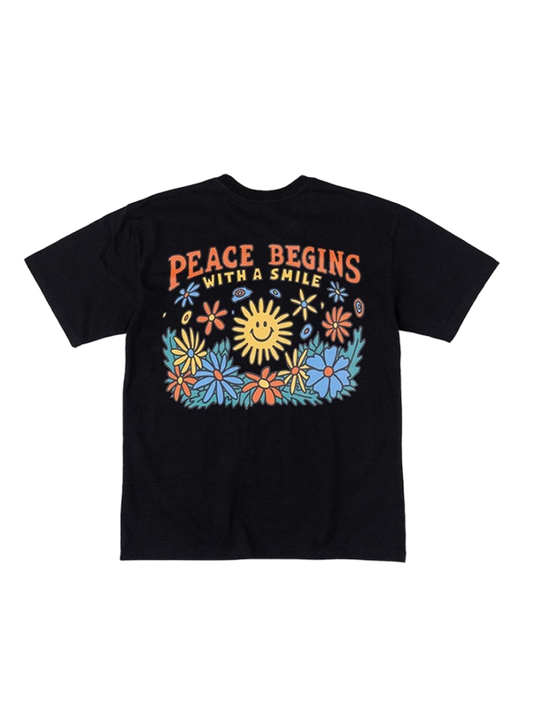 Big Wave PEACE AGAIN TEE (JET BLACK)