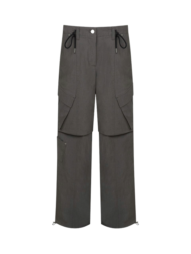 Not Knowing Folded Low-rise Multi Cargo Pants (Gray)