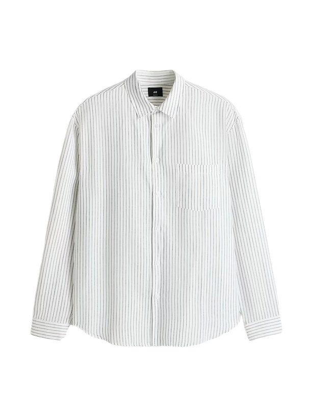 H&M Рубашка Relaxed Fit Linen Blend Shirt