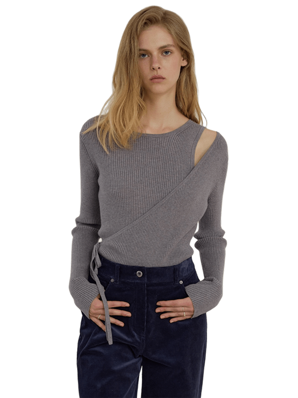 Citybreeze Топ Slim Fit Diagonal Wrap Ribbed Knit