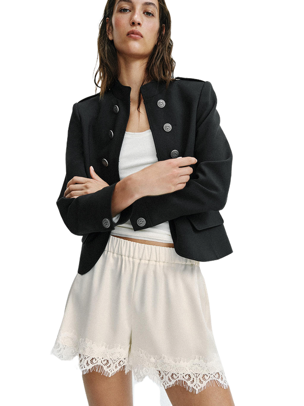 Zara Атласные шорты с кружевом