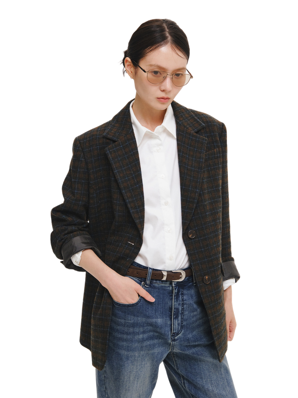 General Idea woman loose fit wool check jacket