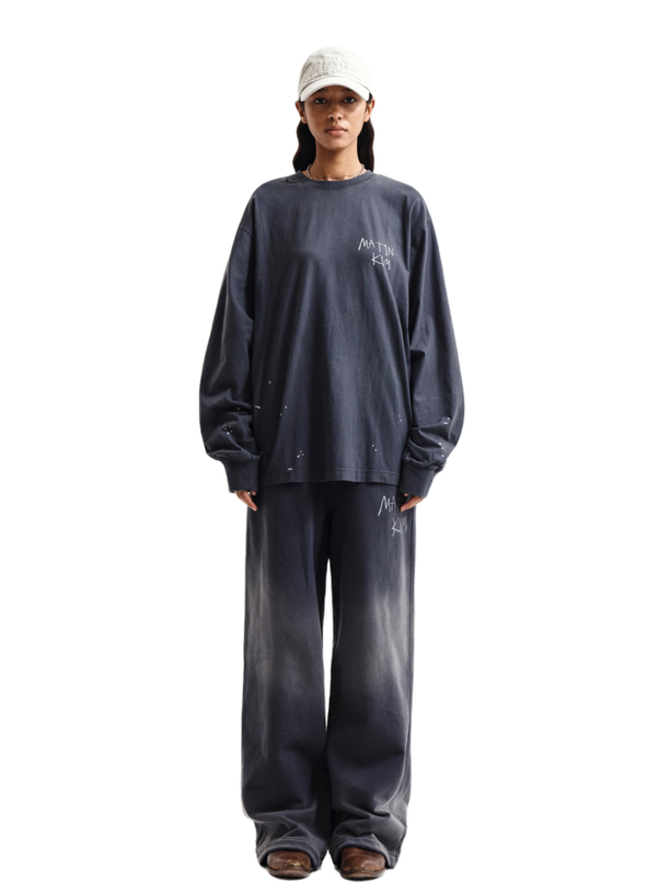 Matin Kim Шорты VINTAGE WASHED LOGO CHARCOAL