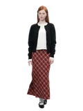 vintage check long skirt