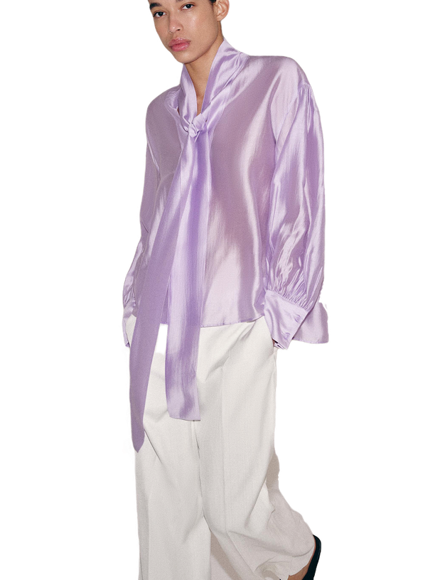 Zara Атласная рубашка с завязками — ZW COLLECTION