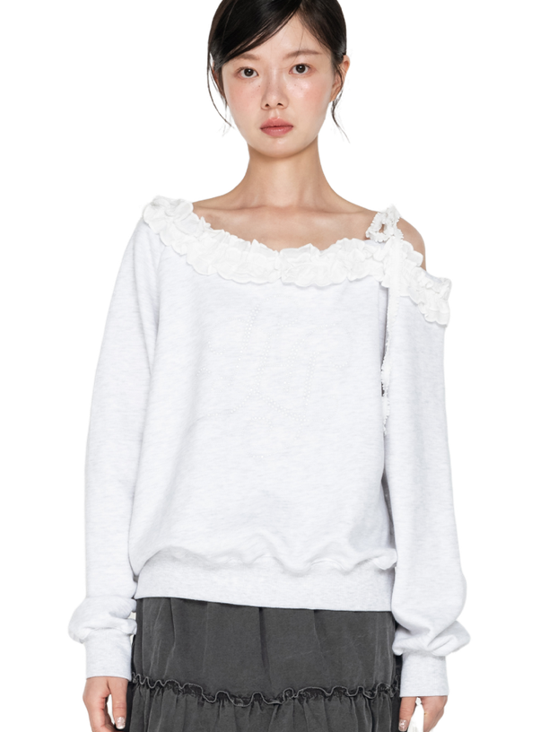 Highschool Disco One Shoulder Frill Sweatshirt