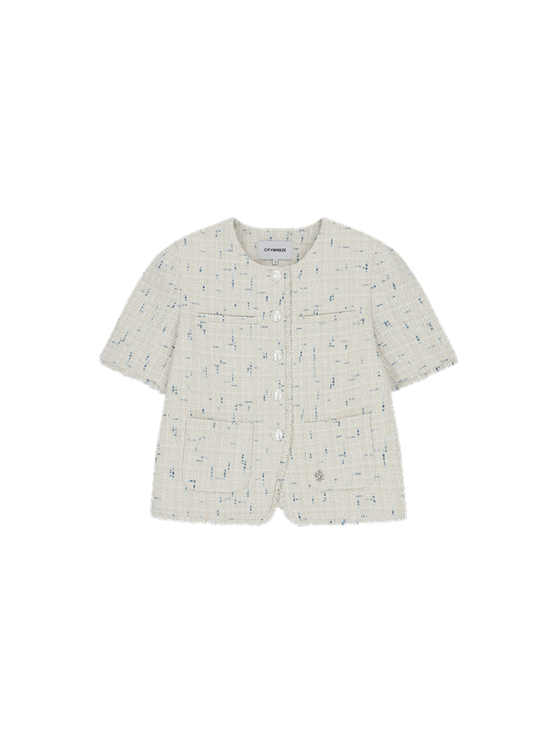 Citybreeze Твидовый жакет с коротким рукавом и бахромой