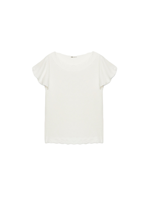 Zara Топ с воланами и кружевом