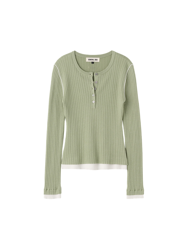 General Idea Пуловер Henley Neck Layered knit