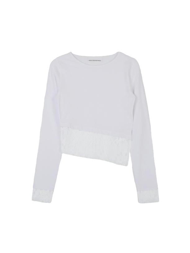 Hardcore Happiness Sheer unbalanced layered t-shirt (White)