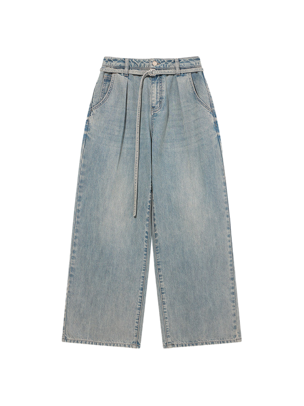 Covernat Джинсы Belted Wide Denim Pants Light Blue