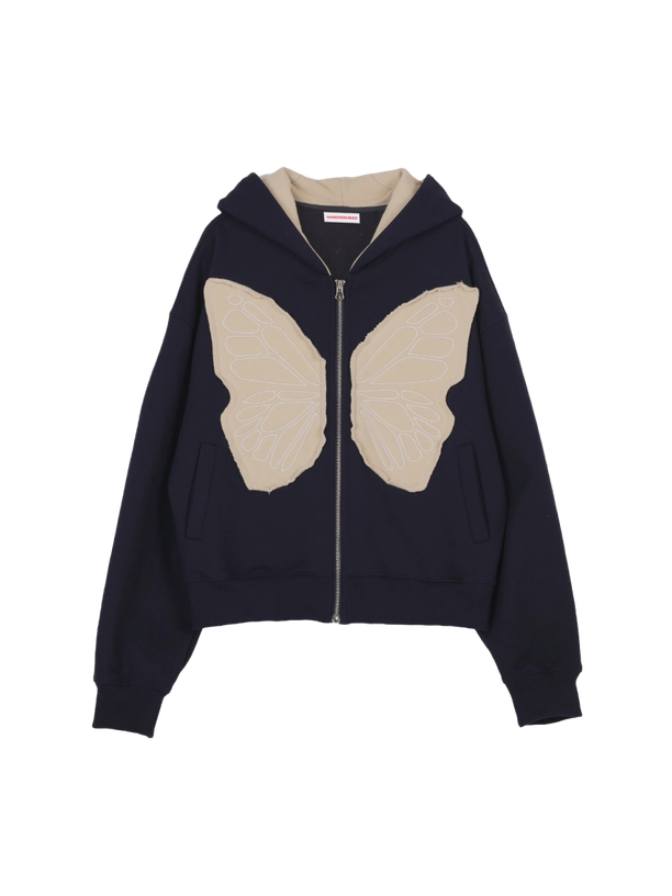 Highschool Disco Butterfly applique hood zip-up
