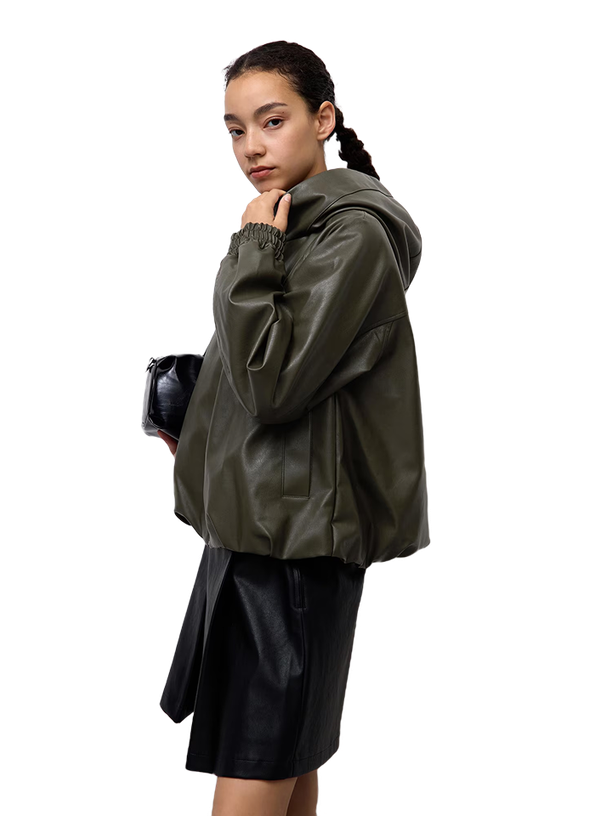 Uniqlo Куртка из экокожи GU Faux Leather Balloon Hem