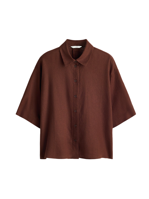 H&M Рубашка Oversized Linen Blend Shirt