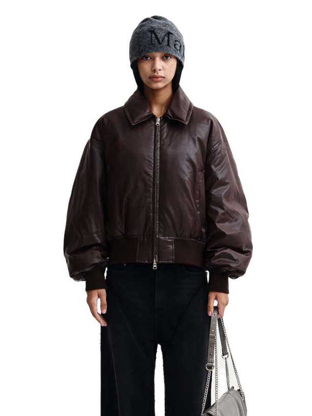 Matin Kim Куртка FAUX LEATHER DOWN BROWN