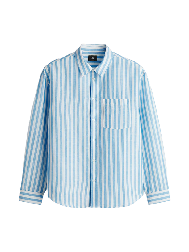 H&M Рубашка Relaxed Fit Linen Blend Shirt