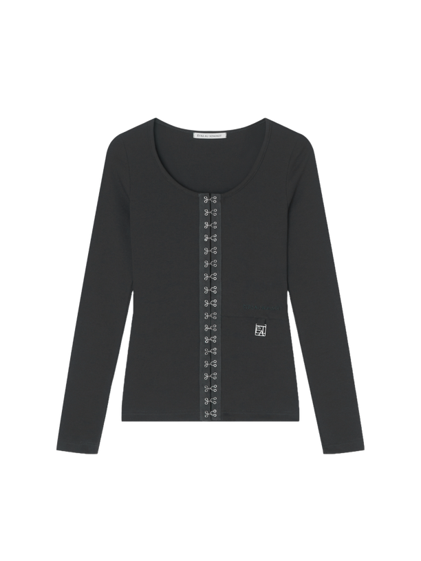 Etre Au Sommet Deep U-neck Rib Cardigan
