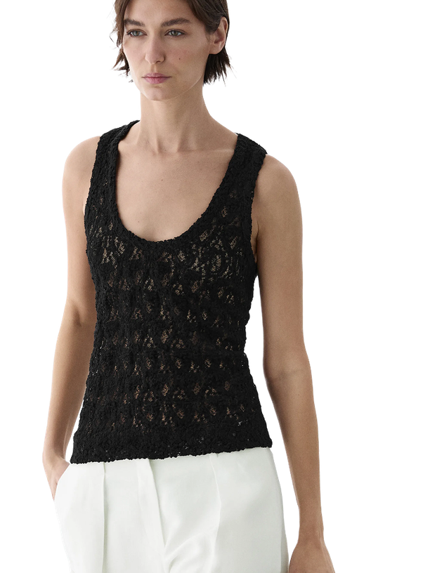 Massimo Dutti Топ Lace round neck