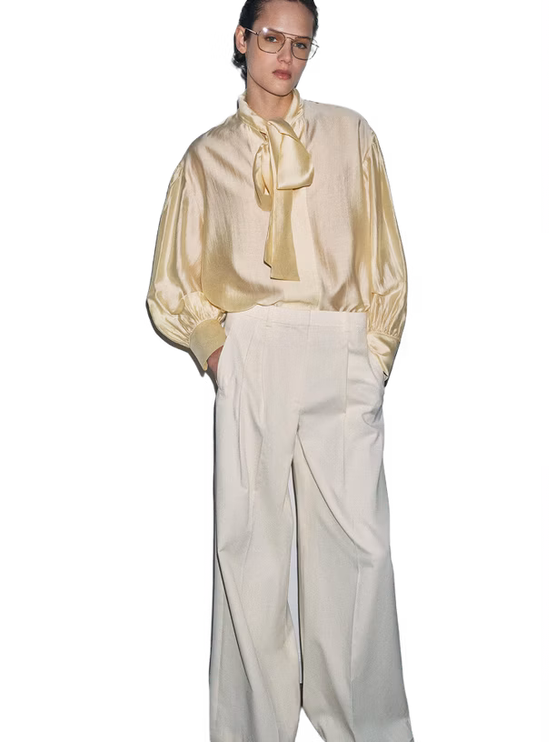 Zara Атласная рубашка с завязками — ZW COLLECTION
