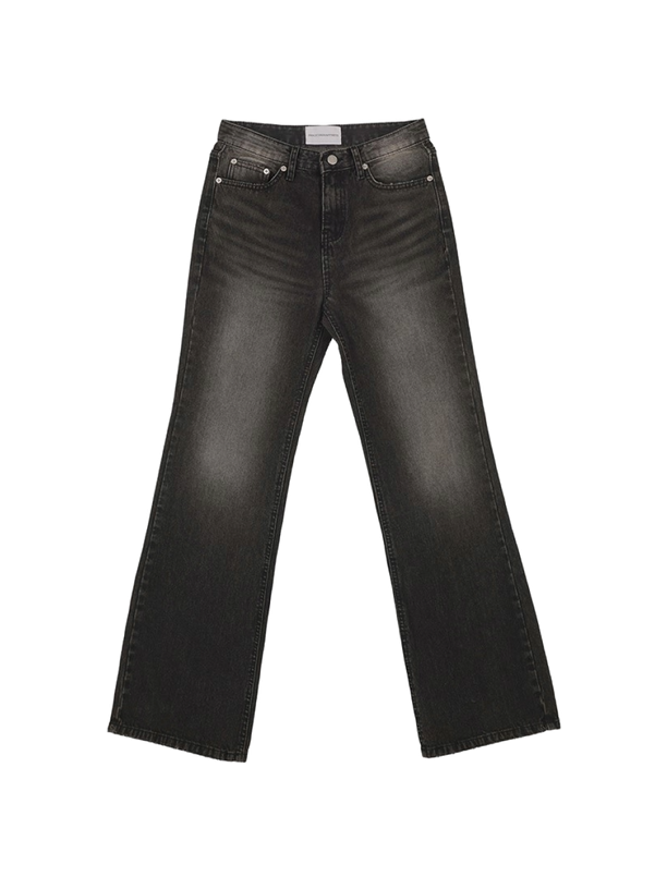 Hardcore Happiness Corduroy washing damage denim bootcut pants (Black)