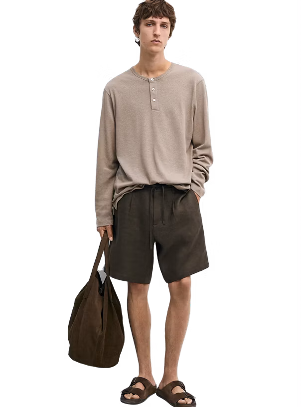 Massimo Dutti Лонгслив Henley Neck T-Shirt