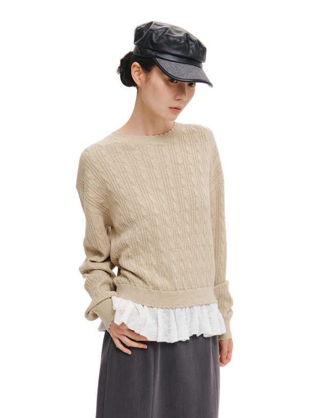 General Idea Пуловер Frill Layered Cable