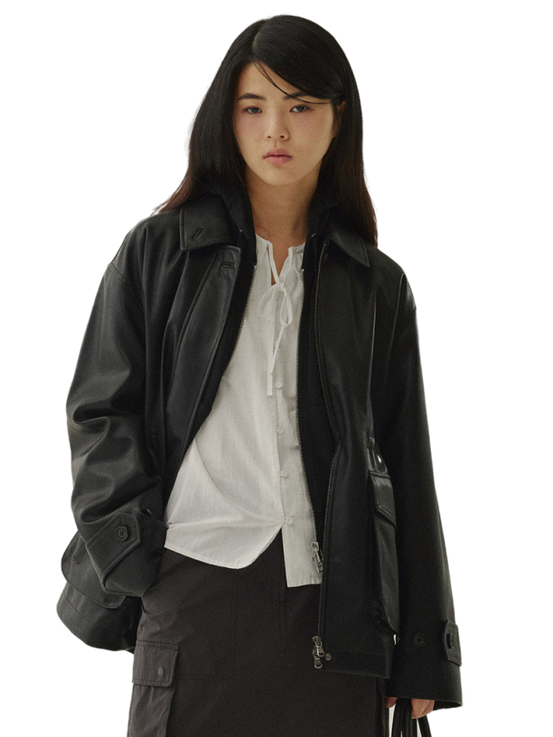 Covernat Куртка Pocket Faux Leather Jacket Black