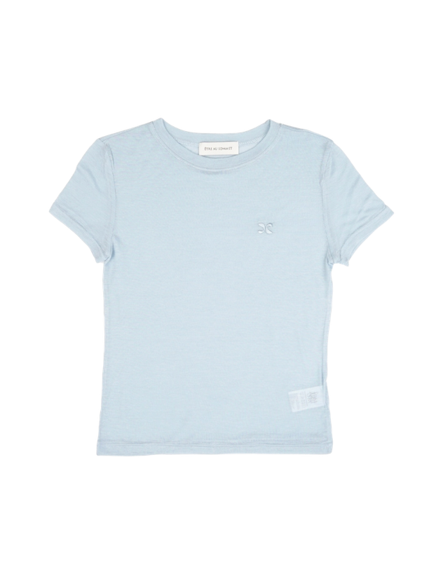 Etre Au Sommet SEE-THROUGH WOOL LOGO SHORT SLEEVE