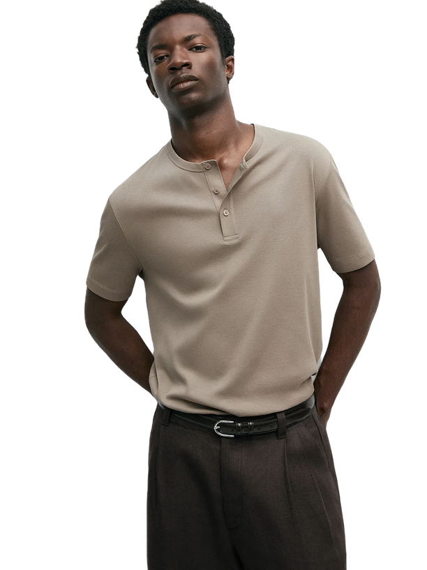 Massimo Dutti Лонгслив Henley Neck T-Shirt