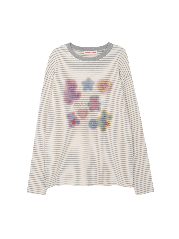 Highschool Disco Bear Stripe Long Sleeve