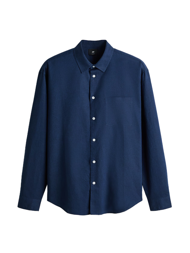 H&M Рубашка Relaxed Fit Linen Blend Shirt