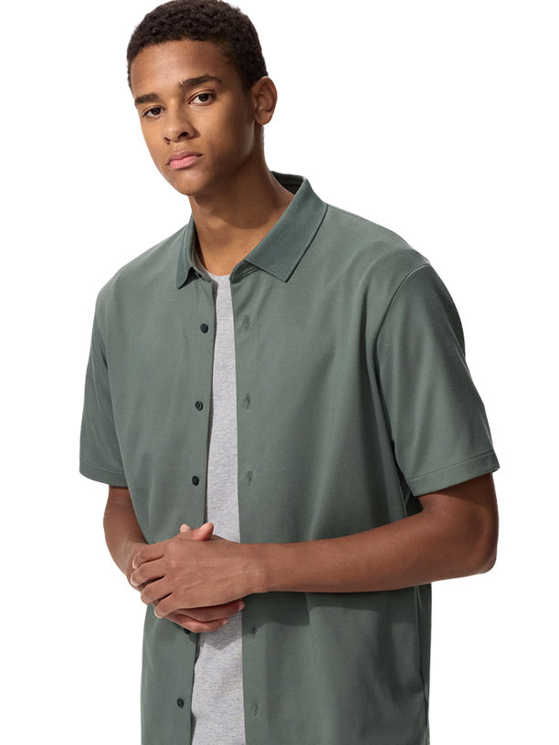 Uniqlo Поло AIRism Cotton Pique Full-Open