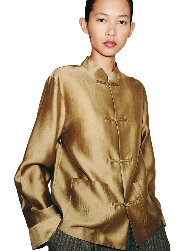 Zara Атласная рубашка с навесными петлями ZW COLLECTION