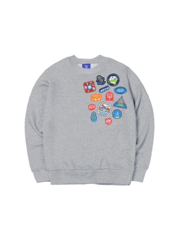 Teeny Tiger Korea Landmarks Stamps Sweatshirt Gray