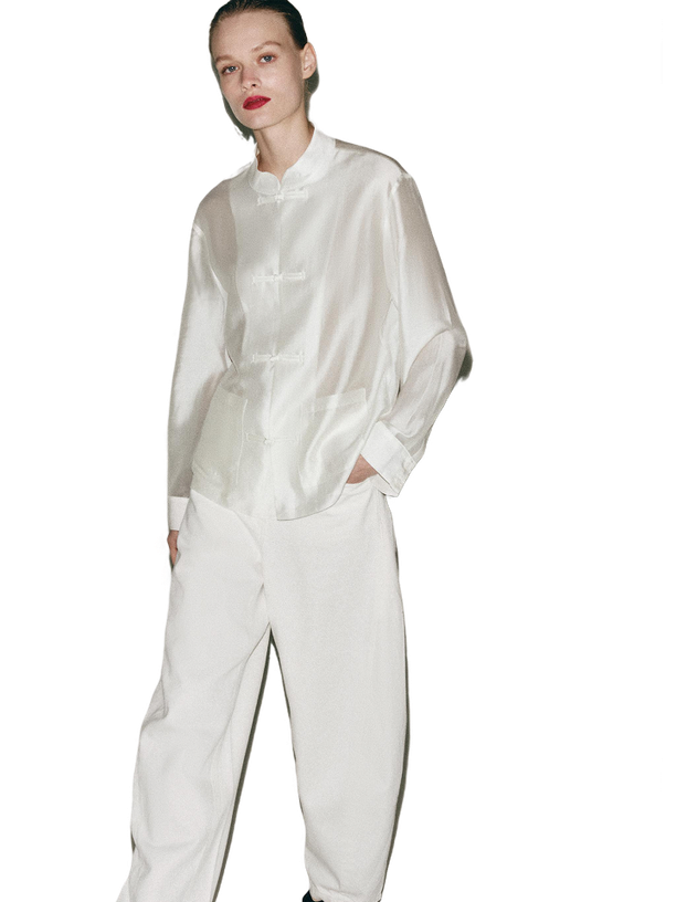 Zara Атласная рубашка с навесными петлями ZW COLLECTION