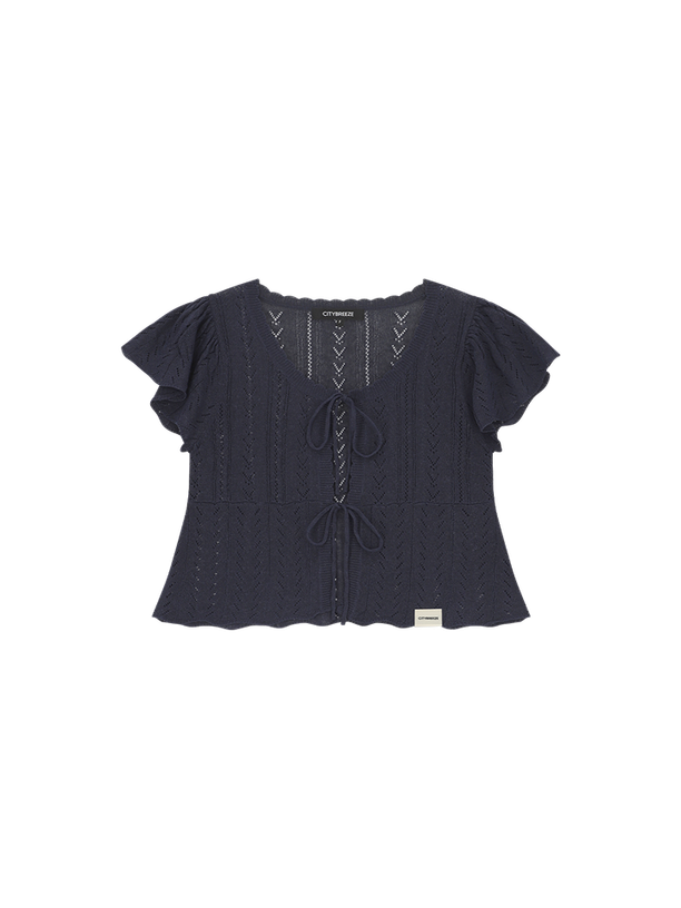 Citybreeze CROCHET DOUBLE TIE SHORTSLEEVE CARDIGAN