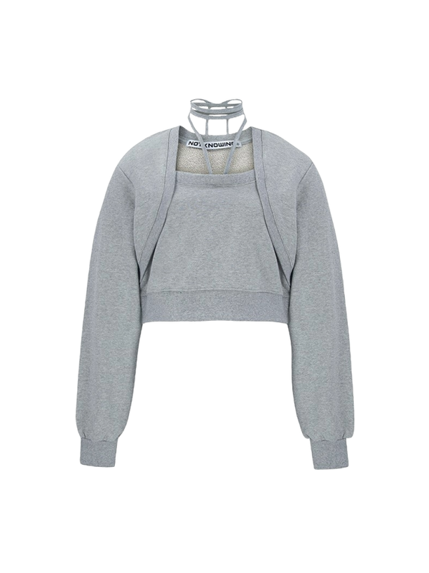 Not Knowing Bolero Layered Sweat_Melange Grey