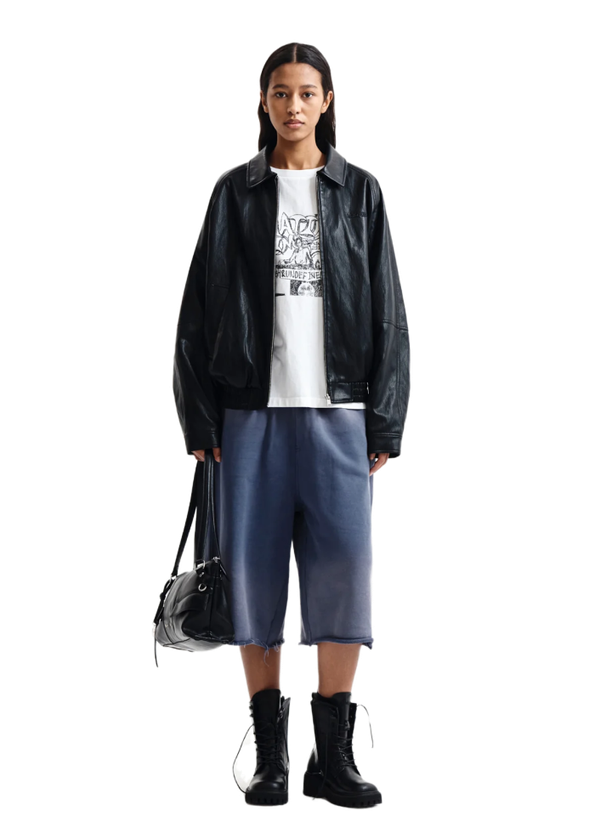 Matin Kim Шорты VINTAGE WASHED BACK LOGO SMOKE BLUE