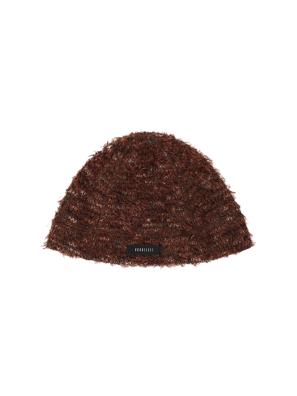 Kookeesee Hairy Knit Beanie Hat (brown)
