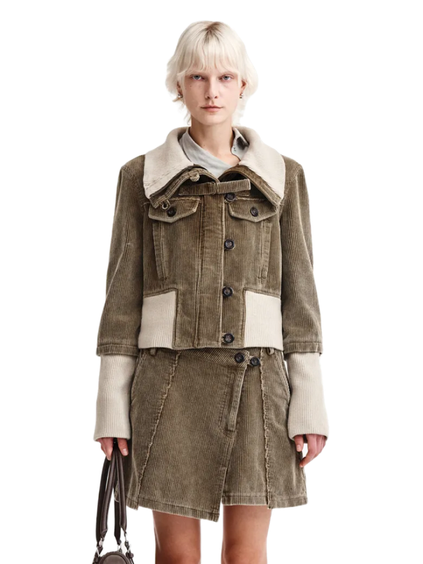 Matin Kim Куртка WASHED CORDUROY KHAKI