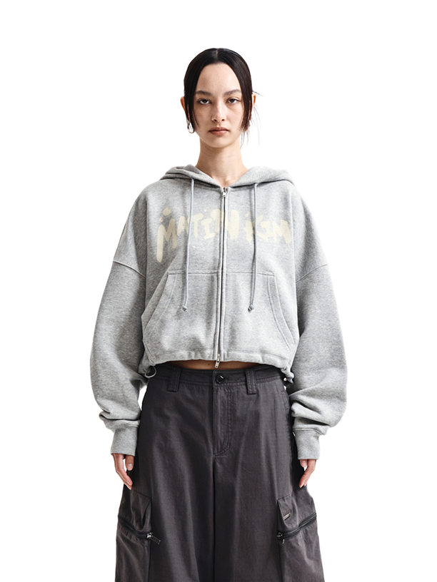 Graffiti Logo Crop Hoody Zip Up