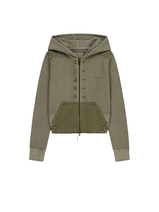 Raw Edge Hem Sweat Hoody