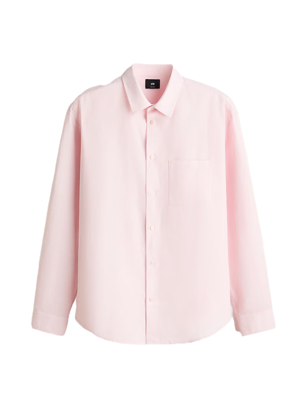 H&M Рубашка Relaxed Fit Linen Blend Shirt