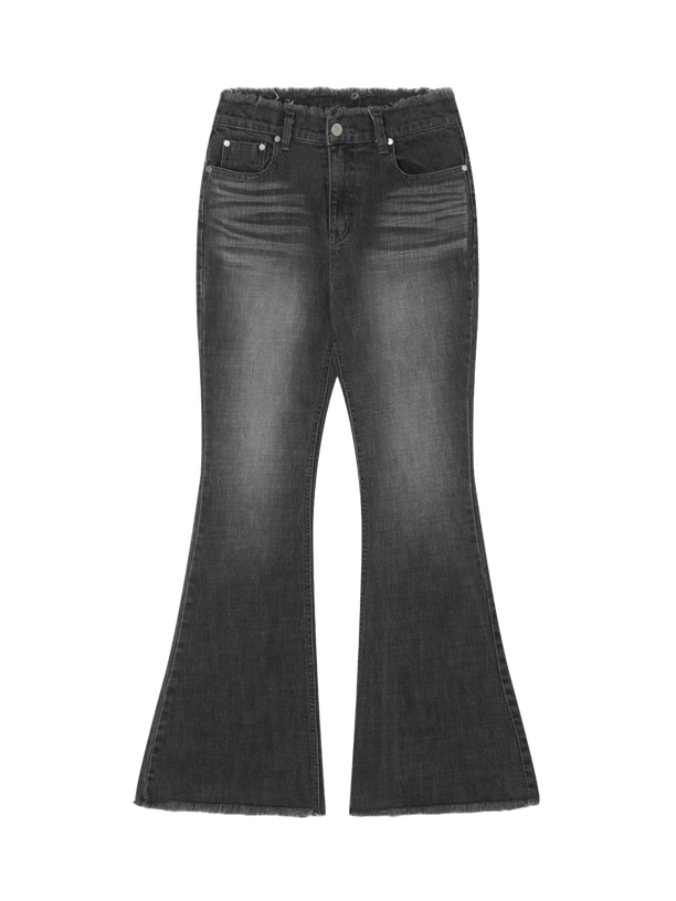 Etre Au Sommet Waistband Cat-Washing Damage Bootcut Pants