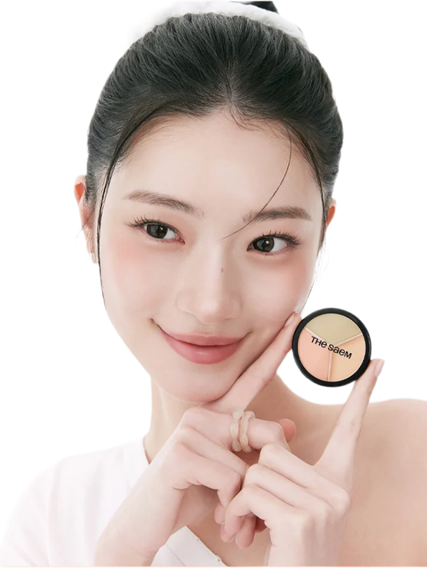 Olive Young The Saem трехцветная палетка консилеров против тёмных кругов и прыщей