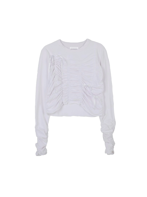 Hardcore Happiness Shirring detail string long-sleeve t-shirt (White)